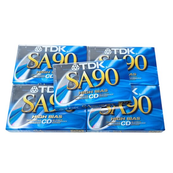 x5 Brand New in Package TDK SA90 High Bias Blank Cassette Tapes - Picture 7 of 9